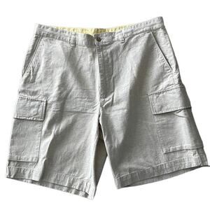 Tommy Hilfiger Cotton/Linen Blend Cargo Shorts, Flat Front, Sz 36